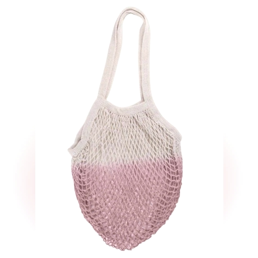 CAMP COLLECTION CROCHET Dip Dye Market Tote. Size OS. Color White/Pink.